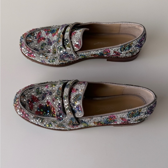 Betsey Johnson Silver Multicolor Crystal Embellished Loafers - Picture 3 of 9